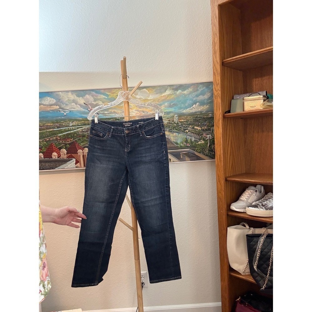 Simply Vera Vera Wang Jeans Womens 8 Dark Wash Straight Leg Flap Pocket Denim
